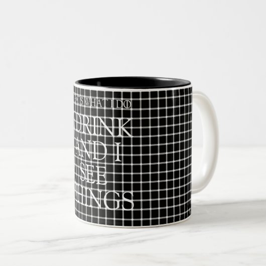 ICH TRINKE u. SEHE ICH SACHEN, Gitterillusion zu Zweifarbige Tasse (VorderseiteRechts)
