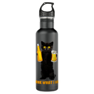 Ich trinke, was ich lustige Black Cat Holds Beer D Edelstahlflasche