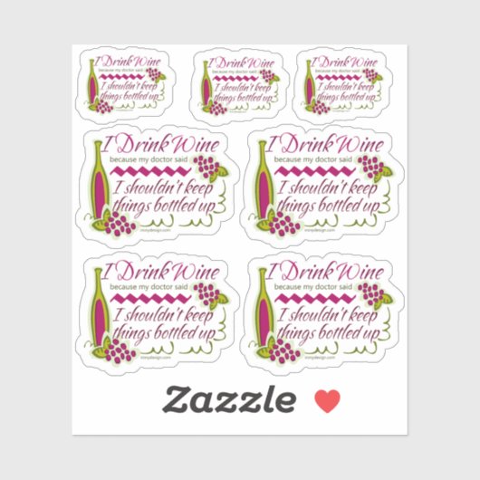 Ich trinke Wein Funny Zitat Set Contour Cut Aufkleber (Blatt)