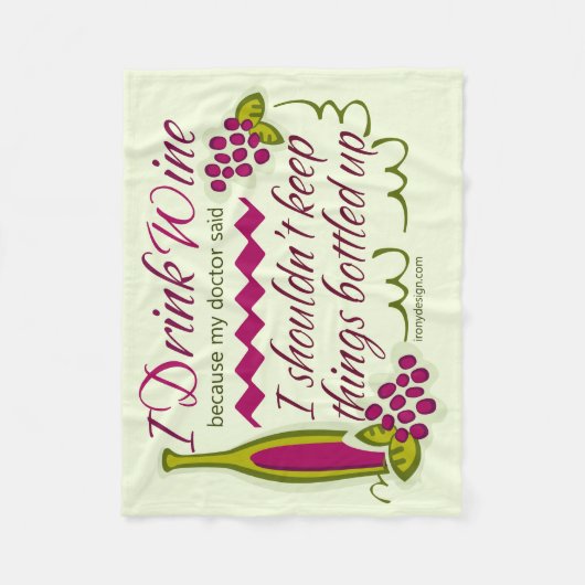 Ich trinke Wein-lustiges Zitat Fleecedecke (Vorderseite)
