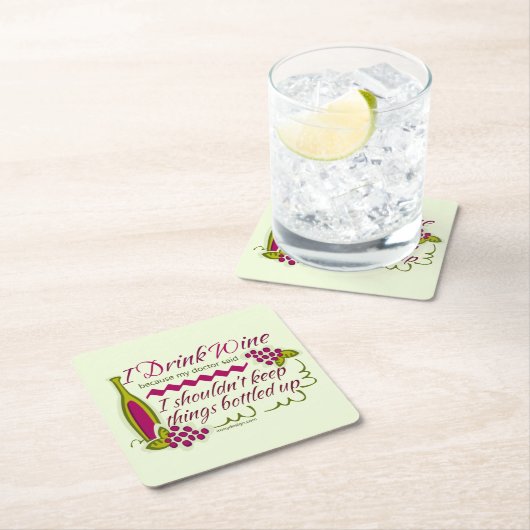 Ich trinke Wein-lustiges Zitat Rechteckiger Pappuntersetzer (Vor Ort)