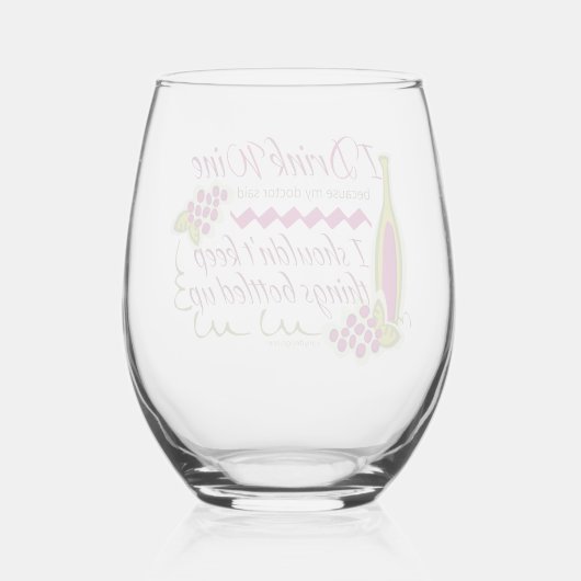 Ich trinke Wein-Zitat Weinglas Ohne Stiel (Rückseite)