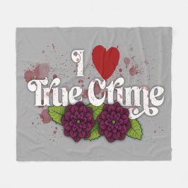 Ich ❤️ True Crime! – Schwarzes Dahlien-Blumendesig Fleecedecke