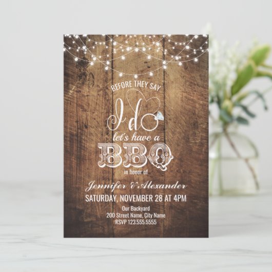 Ich Tu GRILLEN Engagement Party Paare Dusche Einladung (Stehend Vorderseite)