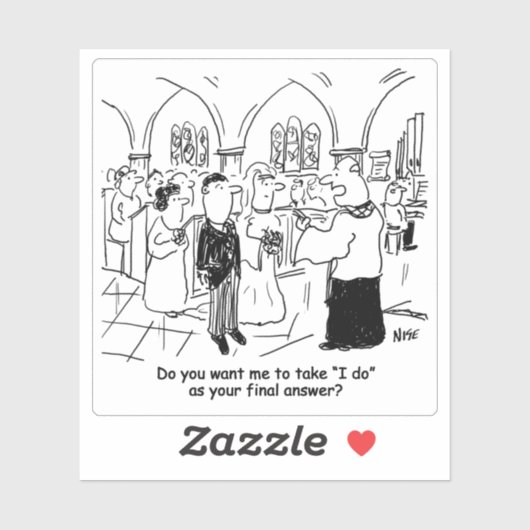 Ich tue als letzte Antwort auf Hochzeit Cartoon. Aufkleber (Blatt)