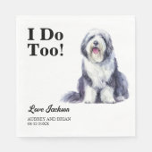 Ich tue auch! Altes englisches Hochzeitstier Serviette (Vorderseite)