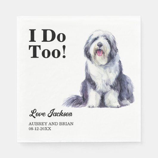 Ich tue auch! Altes englisches Hochzeitstier Serviette (Vorderseite)