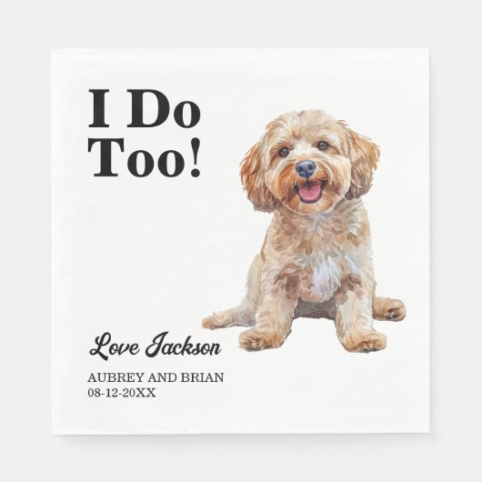Ich tue auch! Cockapoo Hunde Hochzeit Serviette (Vorderseite)
