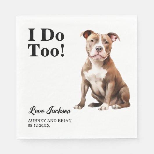 Ich tue auch! Pitbull Hunde Hochzeitstiefel Serviette (Vorderseite)
