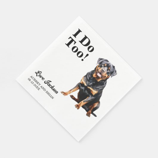 Ich tue auch! Rottweiler Hunde Hochzeitstier Serviette (Ecke)