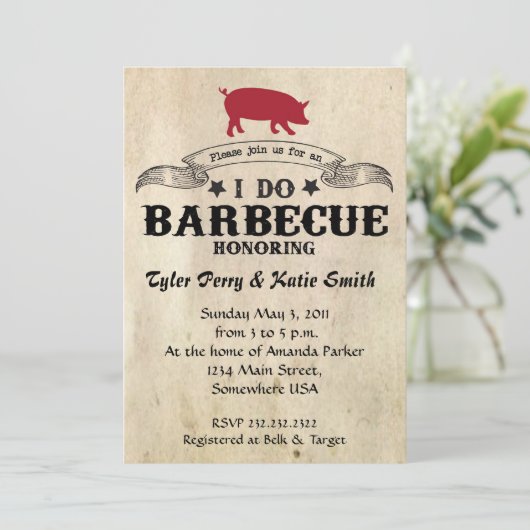 Ich tue Barbecue Einladung (Stehend Vorderseite)