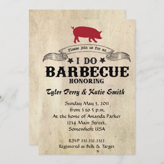 Ich tue Barbecue Einladung (Vorne/Hinten)