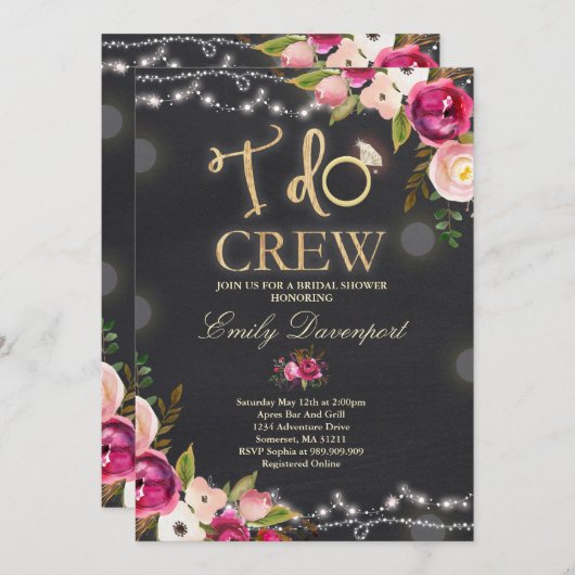 Ich tue Blumen Crew-die rustikale Einladung (Vorne/Hinten)