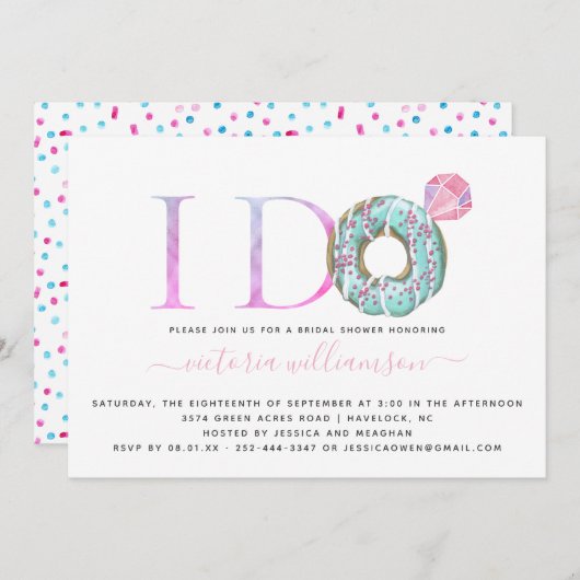 Ich tue | Donut Themed Bridal Dusche Einladung (Vorne/Hinten)