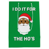 Ich tue es für den afroamerikanischen Santa Green Mittlere Geschenktüte (Rückseite)