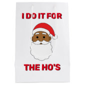 Ich tue es für den afroamerikanischen Weihnachtsma Mittlere Geschenktüte (Rückseite)