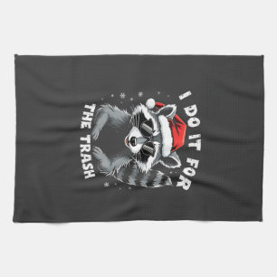 Ich tue es für den Trash Funny Weihnachts-Raccoon Geschirrtuch