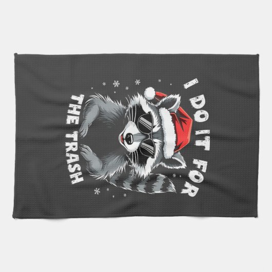 Ich tue es für den Trash Funny Weihnachts-Raccoon Geschirrtuch (Horizontal)