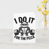 Ich tue es für die Pizza Barbell Bodybuilder Bodyb Karte (Gelbe Blume)