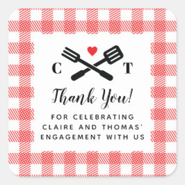 Ich tue GRILLEN Red Picnic Gunst Quadratischer Aufkleber