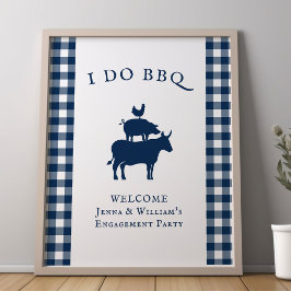 Ich tue GRILLEN Rustikales Bauernhaus Navy Blue Ka Poster