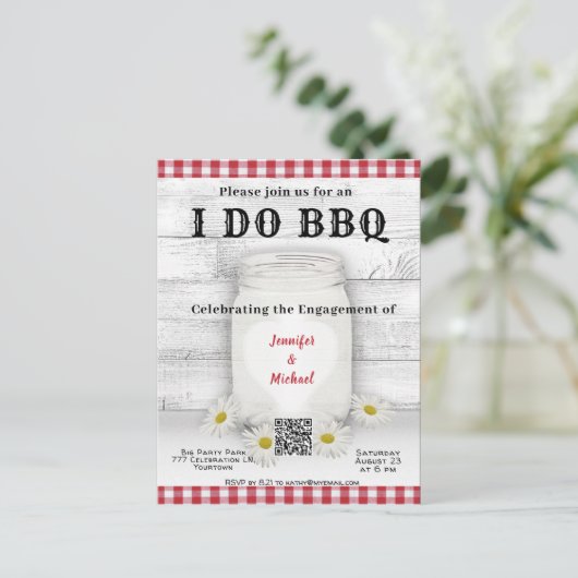 Ich tue | GRILLEN | Verlobung Einladung QR Code (Stehend Vorderseite)