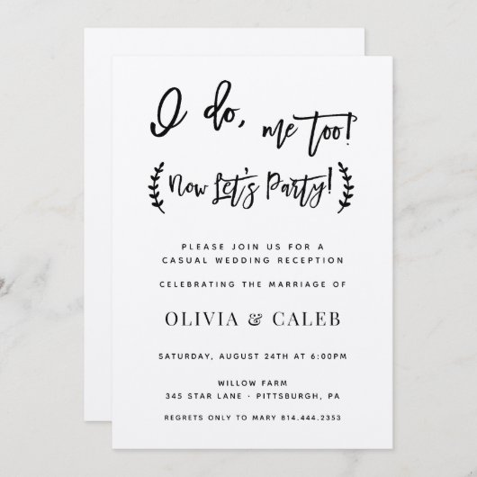 Ich tue mich nur zu Empfang Einladung (Vorne/Hinten)