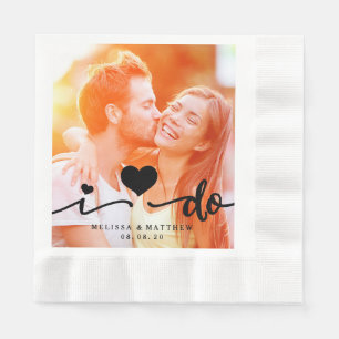 Ich tue niedliches Herz-Foto-Wedding Serviette