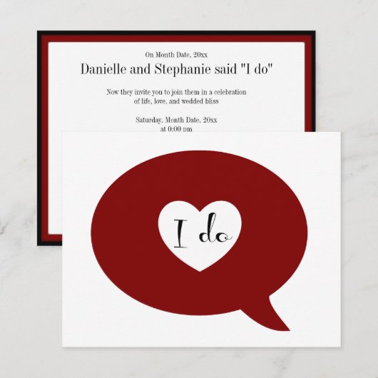 Ich tue Sprache-Blase Einladung (Vorne/Hinten)