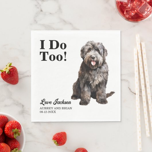 Ich tue Too Bouvier des Flandres Haustier Hochzeit Serviette (Beispiel)