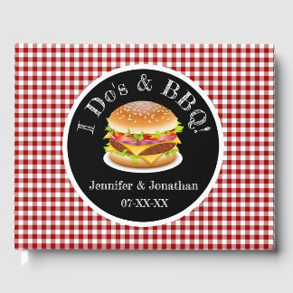 Ich tue und GRILLEN Red Gingham Hamburger Lässig H Gästebuch