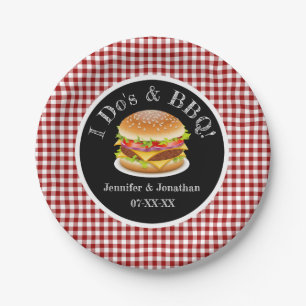 Ich tue und GRILLEN Red Gingham Hamburger Lässig H Pappteller