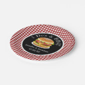 Ich tue und GRILLEN Red Gingham Hamburger Lässig H Pappteller (Schrägansicht)