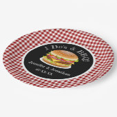 Ich tue und GRILLEN Red Gingham Hamburger Lässig H Pappteller (Schrägansicht)