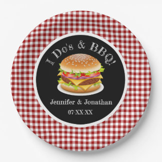 Ich tue und GRILLEN Red Gingham Hamburger Lässig H Pappteller