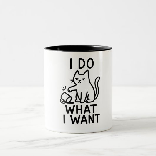 Ich tue, was ich Cat Gewollt habe - Funny Rebel Zweifarbige Tasse (Mittel)