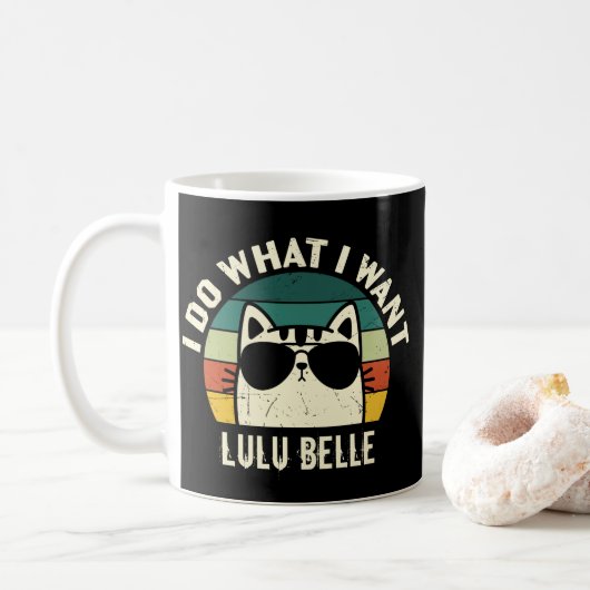 Ich tue, was ich Cat Lover Personalisiert Coffee T Kaffeetasse (Mit Donut)