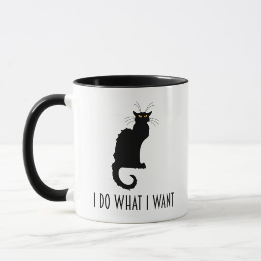 Ich tue, was ich den lustigen Noir Katzen-Chat Tasse (Links)