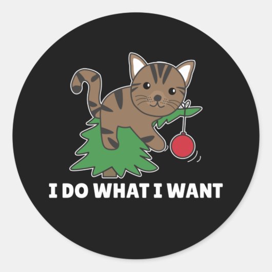 Ich tue, was ich eine lustige Weihnachtskatze Clas Runder Aufkleber (Vorderseite)