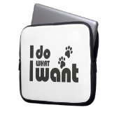 Ich tue, was ich gewollt habe, lustiges Katzen-Hun Laptopschutzhülle (Vorderseite Links)