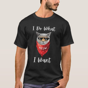 Ich tue, was ich lustige Katze mit Brille und Red T-Shirt