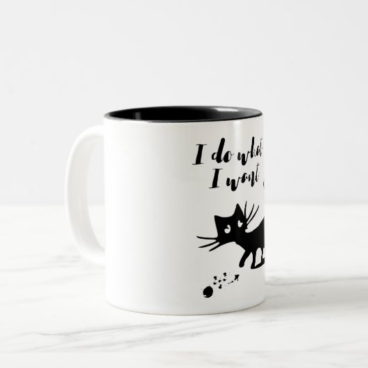 Ich tue, was ich lustiges freches zweifarbige tasse (Vorderseite Links)