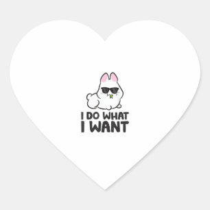Ich tue, was ich Niedliches Kaninchenbunny Gewollt Herz-Aufkleber