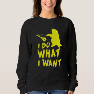 Ich tue, was ich schwarze Katze Grafik oben Gewoll Sweatshirt
