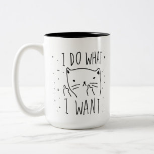 Ich tue, was ich Tassen-Schwarzes 15 Unze Zwei-Ton Zweifarbige Tasse