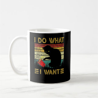 Ich tue, was ich Vintage Red Cup Cat Black Cat Gew Kaffeetasse