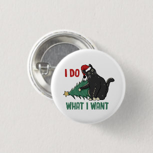 Ich tue, was ich Weihnachten Schwarzen Katzen Urla Button