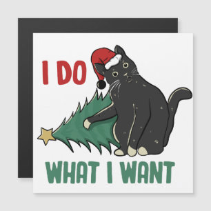 Ich tue, was ich Weihnachten Schwarzen Katzen Urla Magnetkarte