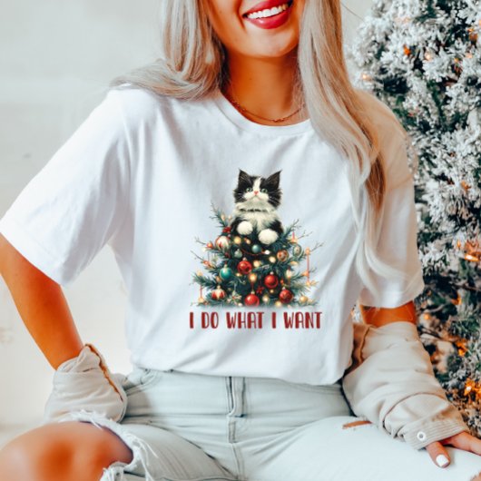 Ich tue, was ich Weihnachts-Katze-T - Shirt Gewoll
