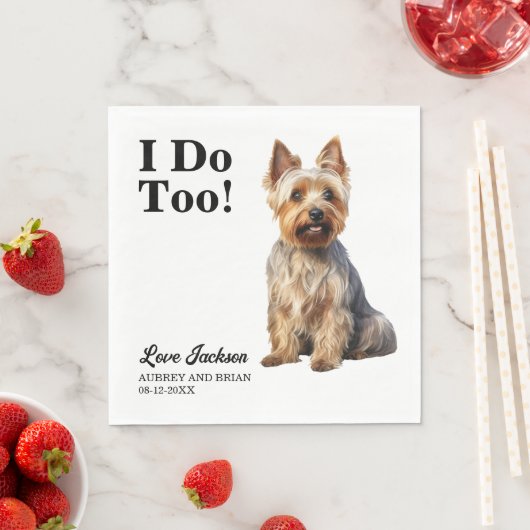 Ich tue zu australische Terrier Pet Wedding Serviette (Beispiel)